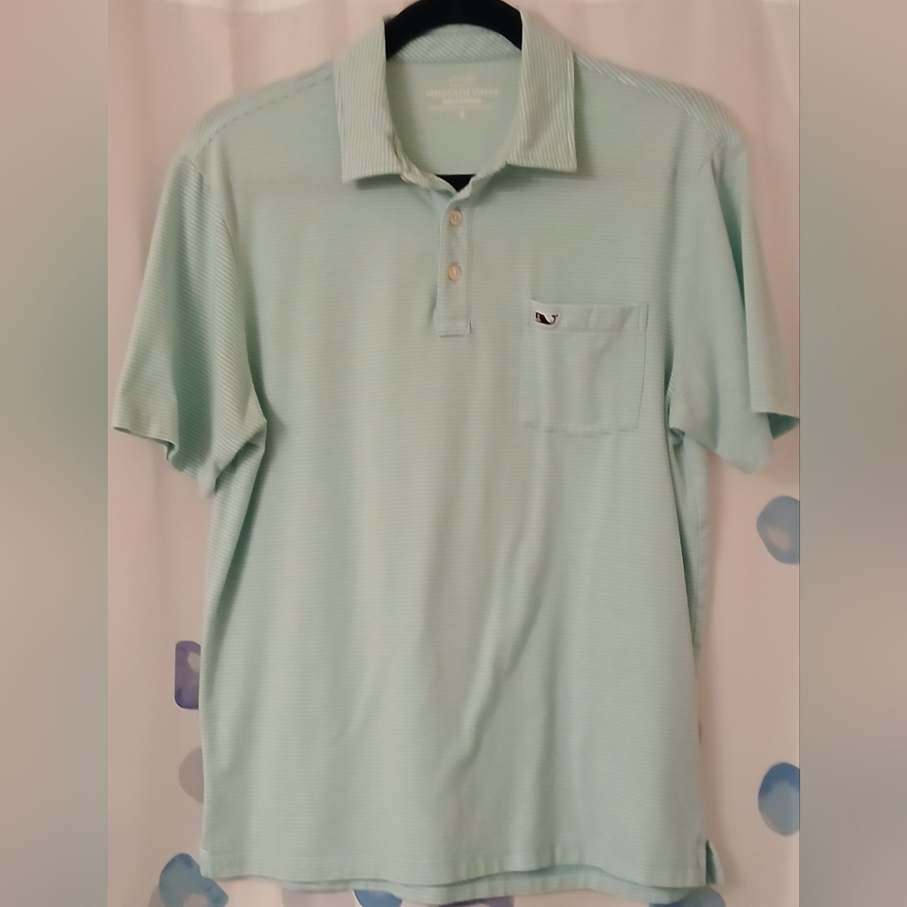 Vineyard Vines Mens Edgartown Short Sleeve Whale Stripe Pocket Polo Size S